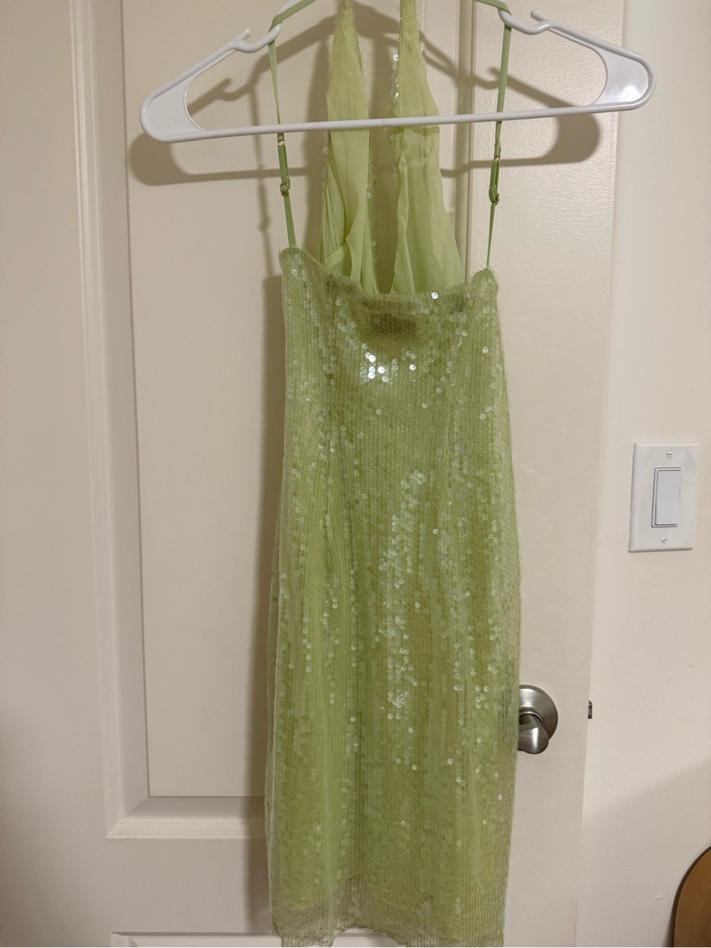 Oh Polly Lime Green Sequin Mini Dress - Picture 2 of 4